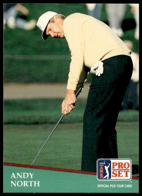 Andy North golf swing on 1991 Pro Set PGA Tour trading card #172.
