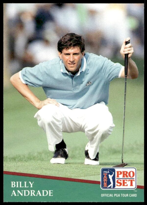 1991 Pro Set PGA Tour card featuring Billy Andrade in action on the golf course.