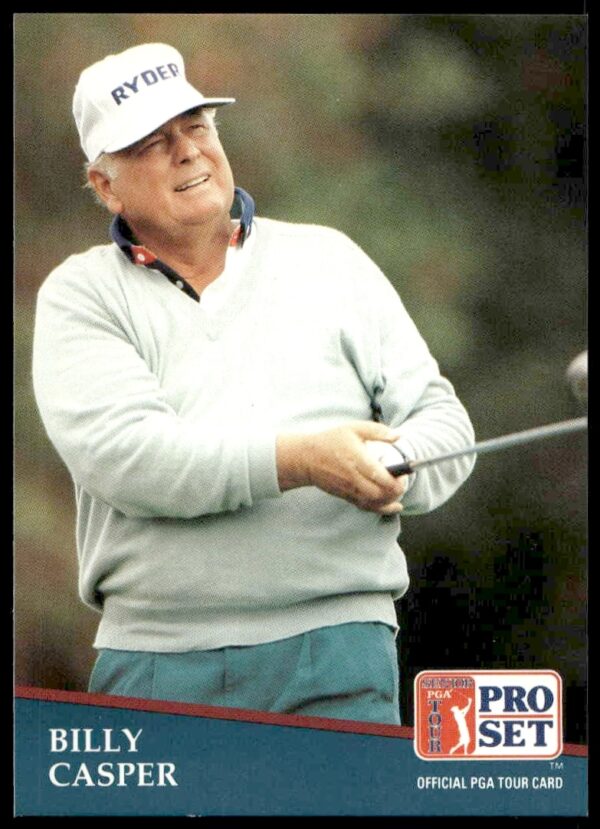 1991 Billy Casper Pro Set PGA Tour Card #252, legendary golfer in mid-swing.