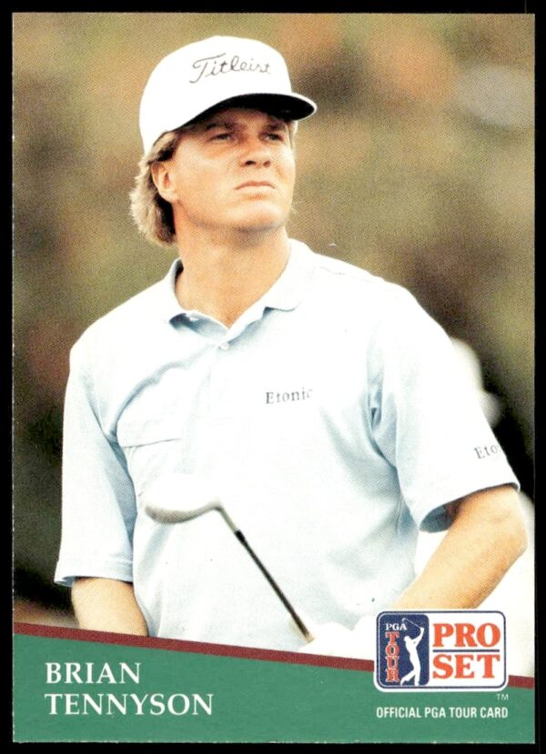 1991 Pro Set PGA Card #48, Brian Tennyson, golfer with club, on golf course background.