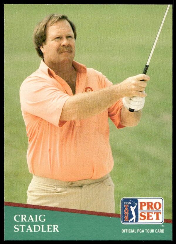 Craig Stadler 1991 PGA Tour trading card depicting mid-swing pose, card number 174.