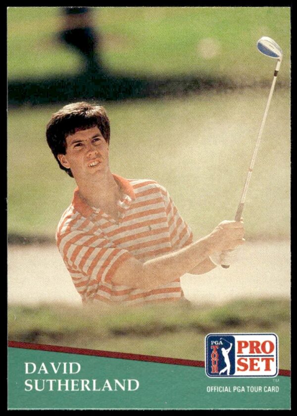 David Sutherland 1991 PGA Tour Card #42 featuring mid-swing action shot.