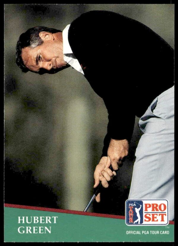 1991 Pro Set PGA Tour Hubert Green trading card, vibrant golf course background.