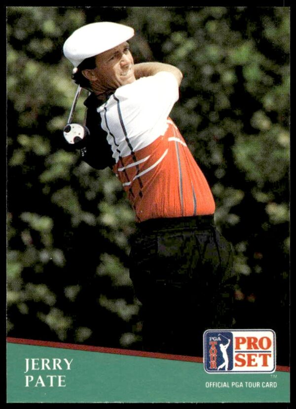 1991 Jerry Pate PGA Tour Card #100, showcasing vibrant design and golfer in action.