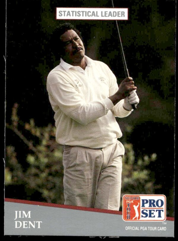 Jim Dent 1991 Pro Set PGA Tour Card Front: Statistical Leader in Action.