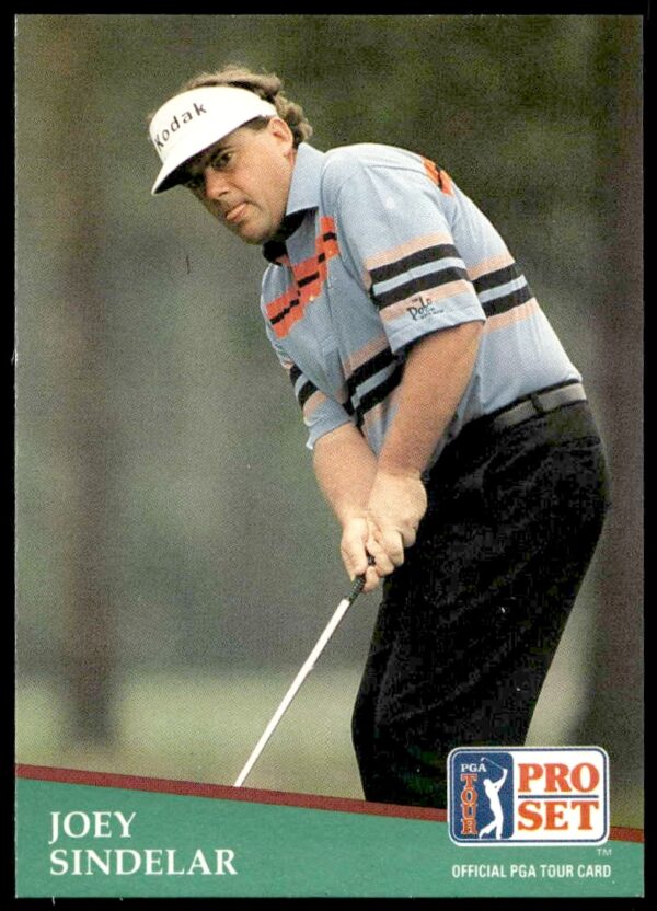 Joey Sindelar mid-swing on 1991 Pro Set PGA Tour trading card #159.