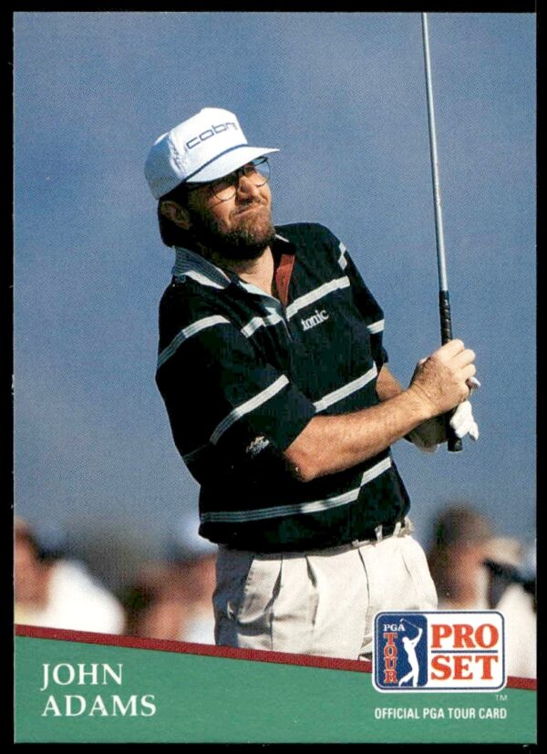 1991 Pro Set PGA Tour Card: Golfer John Adams Swinging, Card #187.