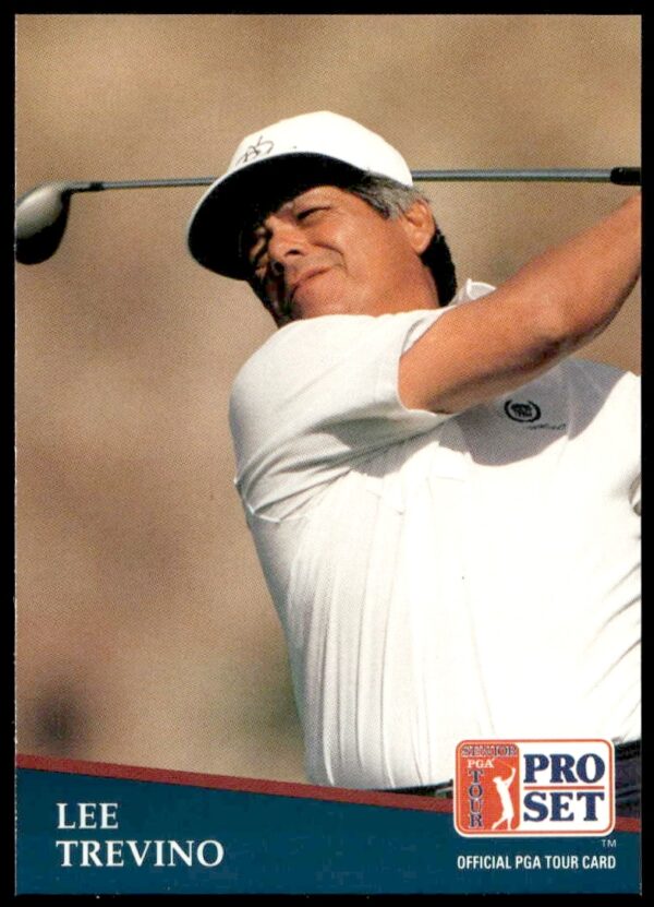 Lee Trevino 1991 Pro Set PGA Tour Card #225 in action on golf course.