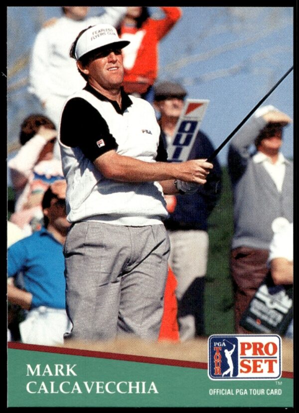 Mark Calcavecchia 1991 Pro Set Golf Card #160, featuring a dynamic swing moment.
