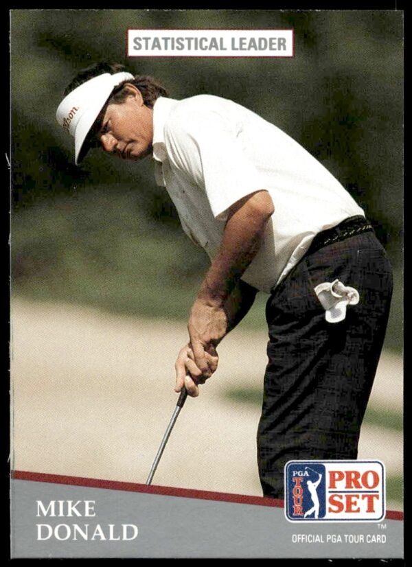 Front of 1991 Pro Set PGA Tour card, Mike Donald, Statistical Leader, #275.