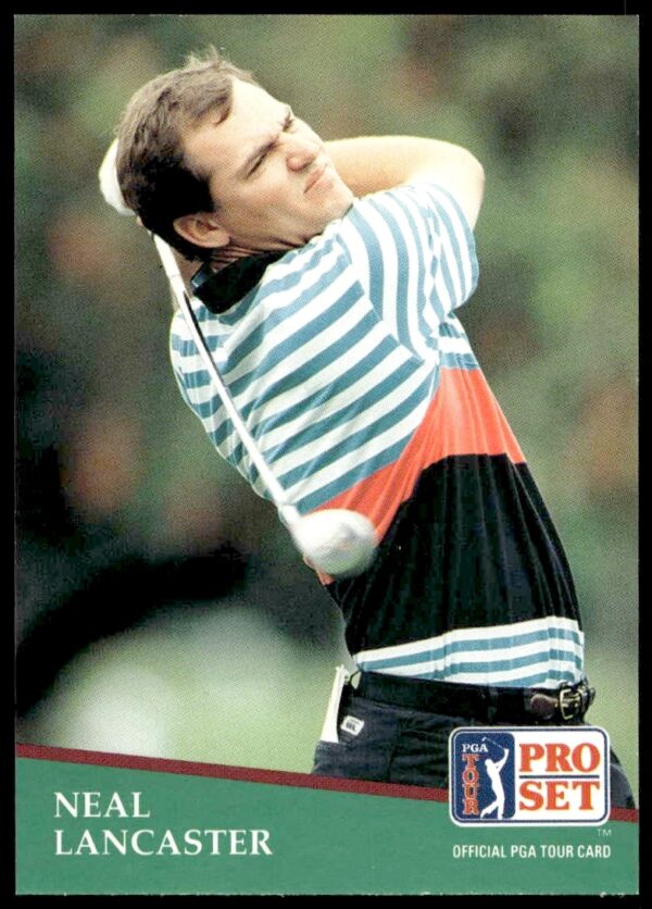 Neal Lancaster 1991 Pro Set PGA Tour Card #85, showcasing golfer mid-swing.