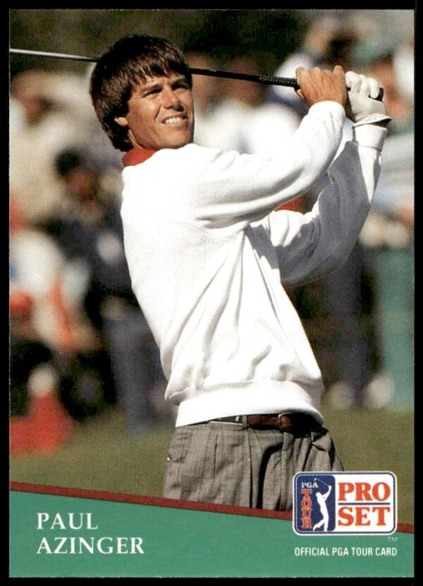 Pro golfer Paul Azinger, 1991 PGA Tour Pro Set Card #86, in golf action.