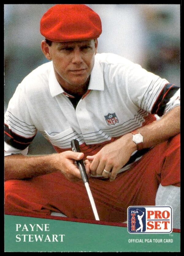 1991 Pro Set PGA Tour Payne Stewart trading card, featuring iconic golfers signature style.