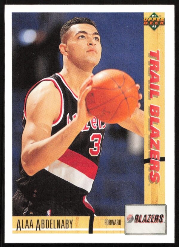 Alaa Abdelnaby, Portland Trail Blazers, 1991 Upper Deck #213, NBA basketball card front.