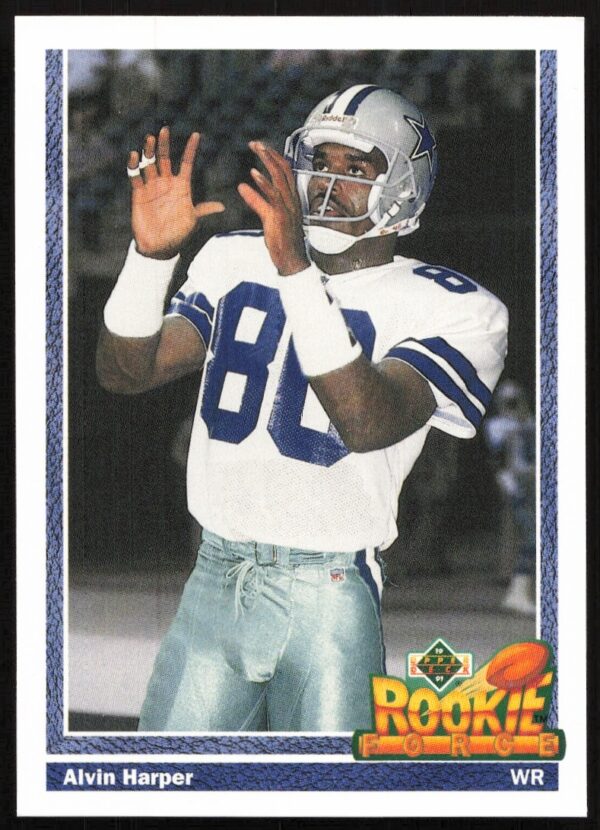Alvin Harper 1991 Upper Deck card #634, Dallas Cowboys wide receiver in action.