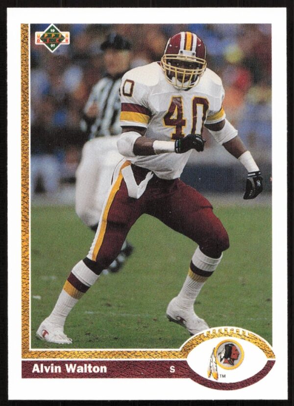 Alvin Walton 1991 Upper Deck Football Card #417 in Washington uniform, showcasing field action.