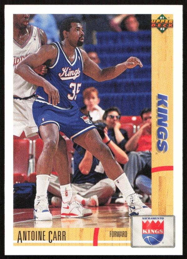 Antoine Carr 1991 Upper Deck Card #313, front view in team uniform, collectors item.