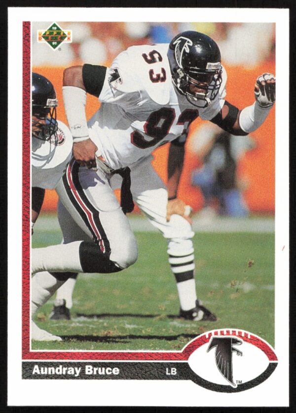 Upper Deck 1991 Aundray Bruce Card #398 Front, Football Action Pose.