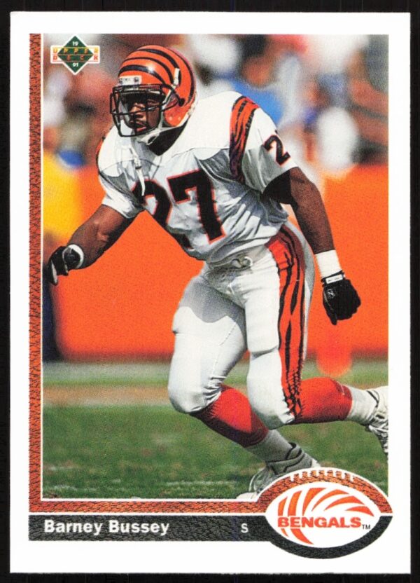 1991 Upper Deck football card of Barney Bussey, Cincinnati Bengals safety, card #69.