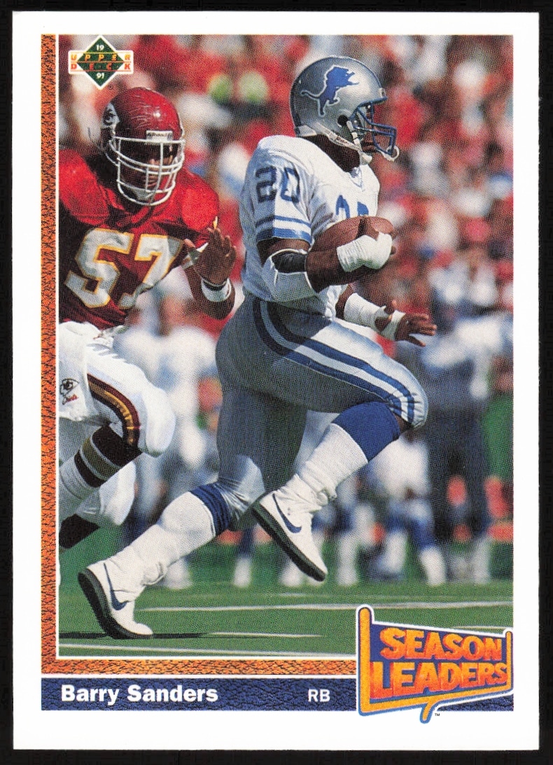 Barry Sanders 1991 Upper Deck #401 Trading Card - Iconic Lions Running Back in Action.