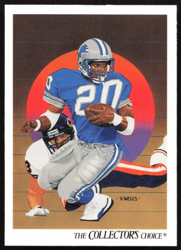 Barry Sanders 1991 Upper Deck Card #89, Detroit Lions, action shot, blue and silver uniform.