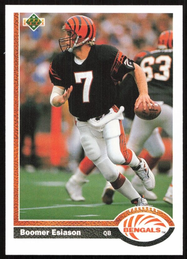 1991 Upper Deck Boomer Esiason football card, NFL Bengals quarterback #245, front view.
