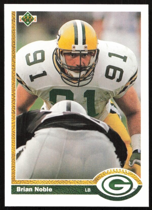 Brian Noble 1991 Upper Deck #119 NFL trading card front with Packers uniform.
