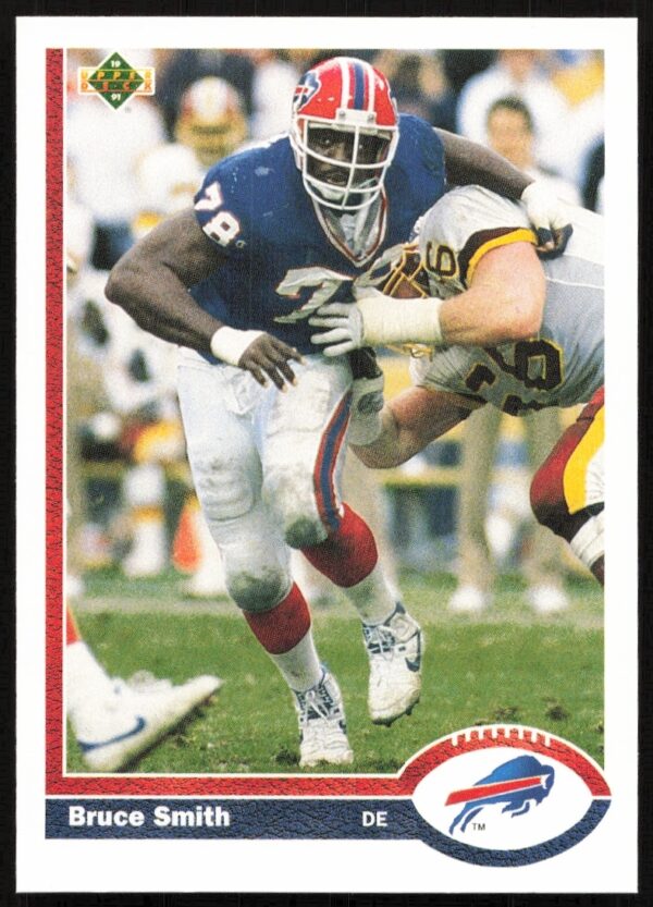 Bruce Smith 1991 Upper Deck football card #174, featuring the Buffalo Bills legend in action.