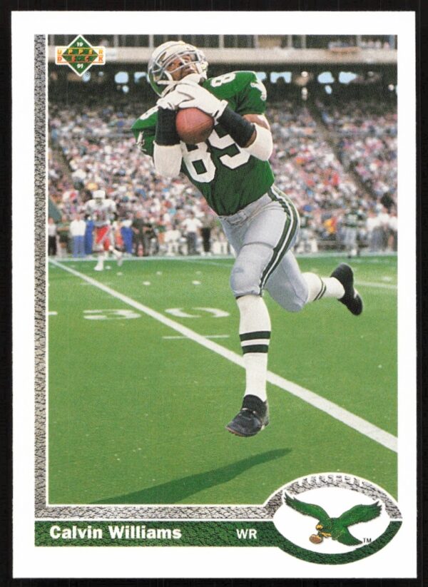 1991 Upper Deck Calvin Williams #254, action shot in Eagles uniform.