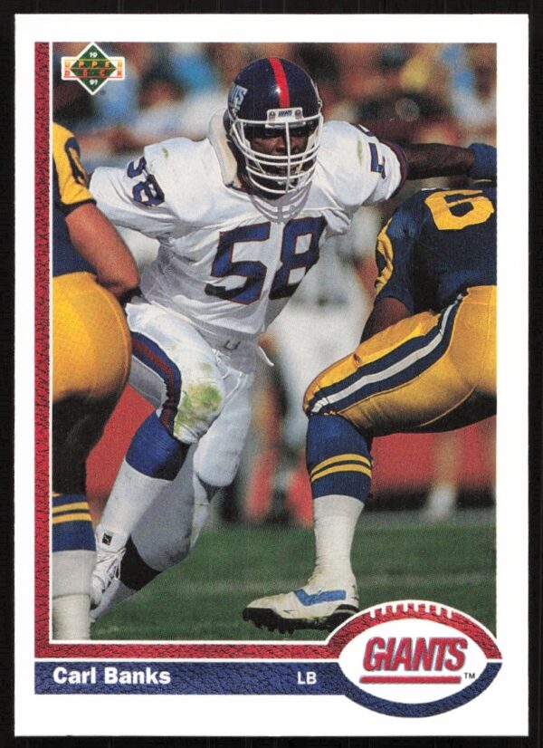 Carl Banks 1991 Upper Deck #316 trading card, New York Giants, action shot.