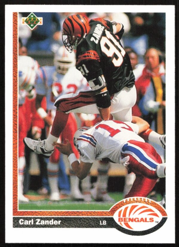 1991 Upper Deck Carl Zander #223 Football Card, Cincinnati Bengals Linebacker in uniform.