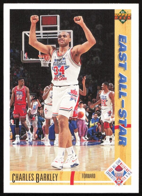 Charles Barkley 1991 Upper Deck Card #70 in Philadelphia 76ers Uniform, Action Shot.