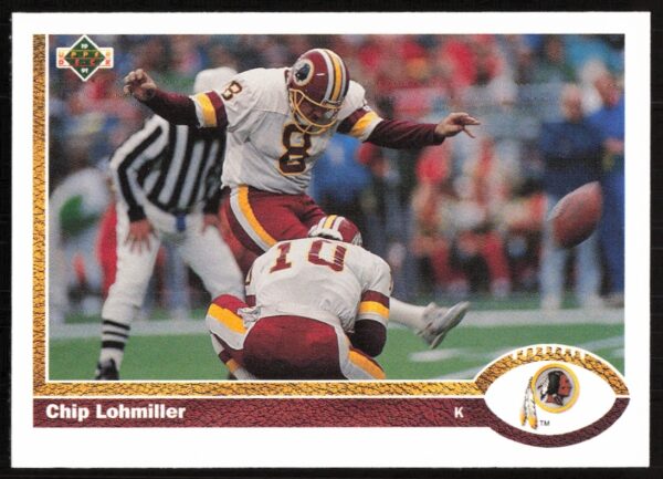 Chip Lohmiller 1991 Upper Deck Football Card #419 - Front Image of Redskins Placekicker
