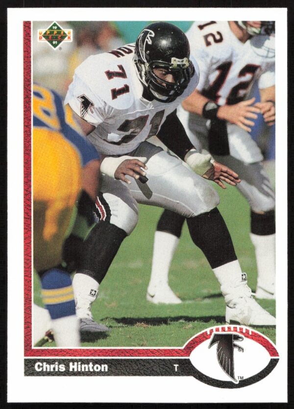 1991 Upper Deck Chris Hinton football card #394, front view showing action pose.