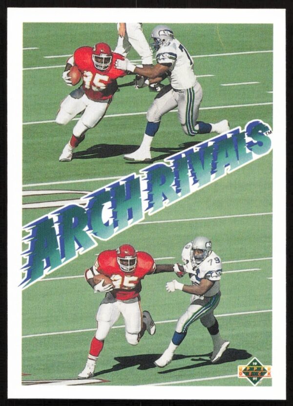 1991 Upper Deck Card featuring NFL players Christian Okoye and Jacob Green.