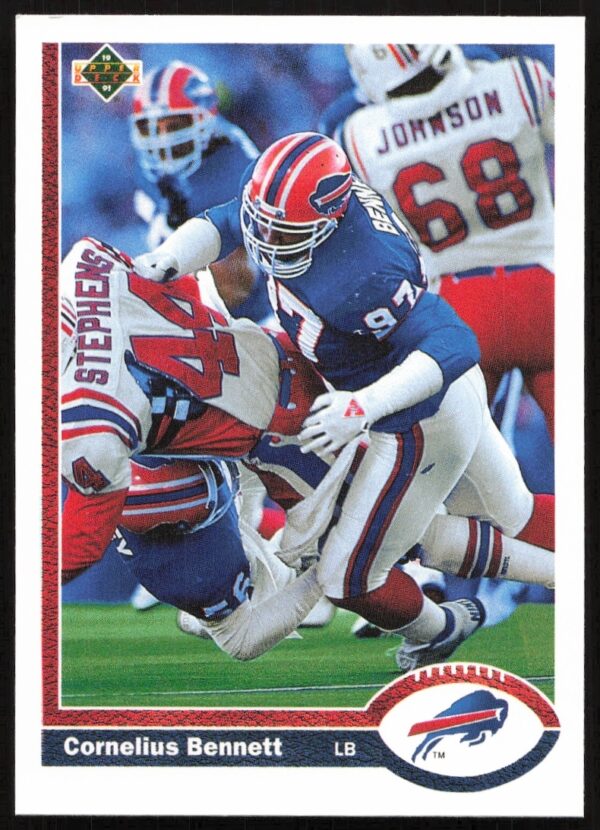 Cornelius Bennett 1991 Upper Deck football card #41 featuring him in action.