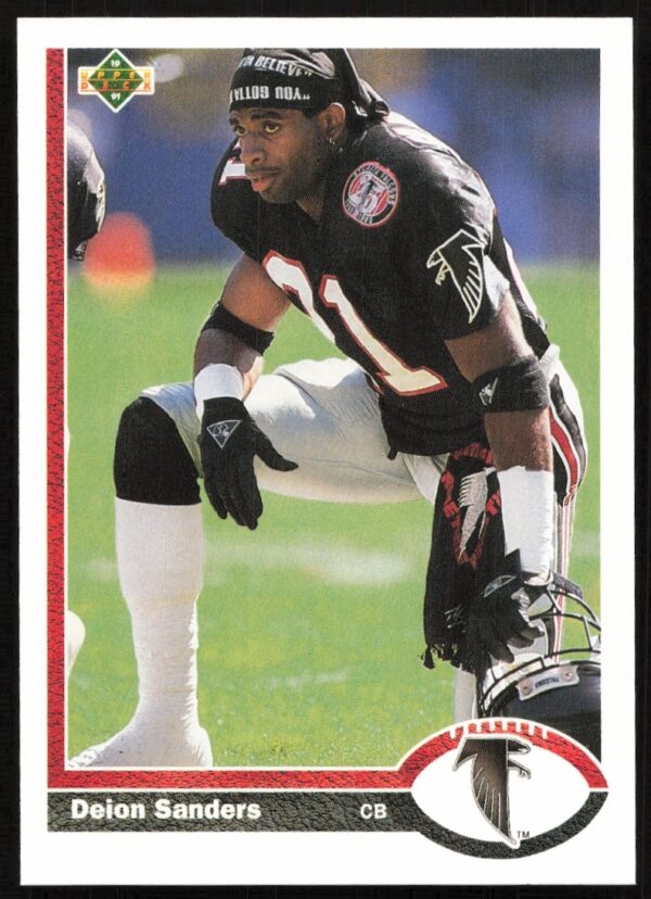 Deion Sanders 1991 Upper Deck Card #154, Atlanta Falcons, front view.