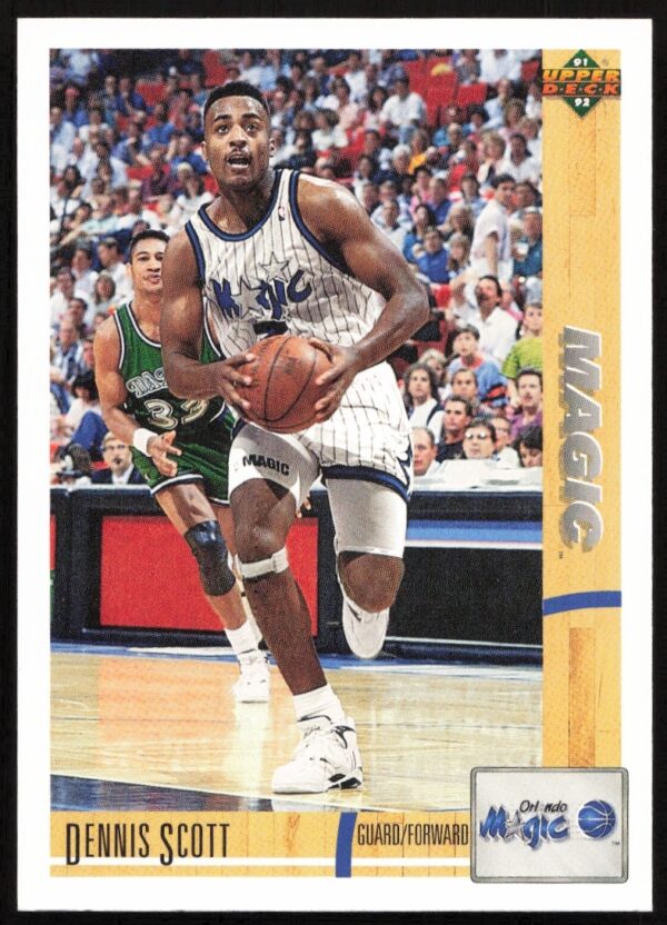 1991 Upper Deck Dennis Scott #257 card showing him in Orlando Magic uniform.
