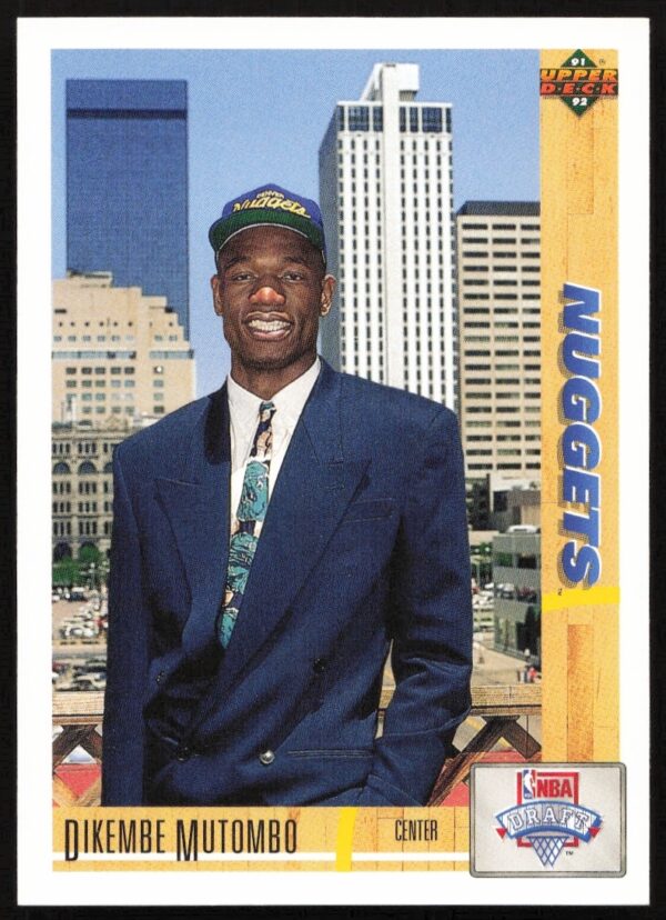 Dikembe Mutombo 1991 Upper Deck rookie card #3 front view.