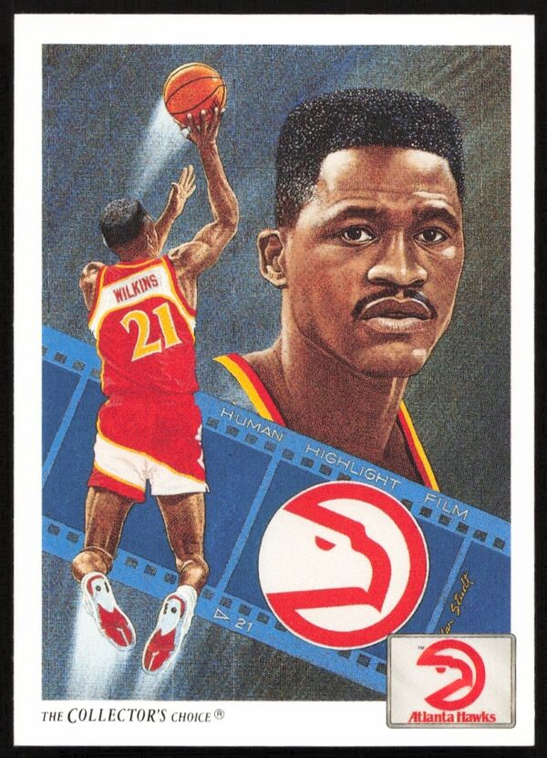 Dominique Wilkins 1991 Upper Deck Card #79, iconic NBA action shot in Hawks jersey.