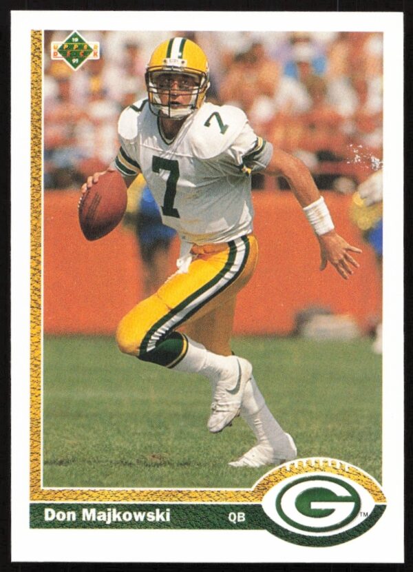 Don Majkowski 1991 Upper Deck football card, Green Bay Packers QB, card #117.