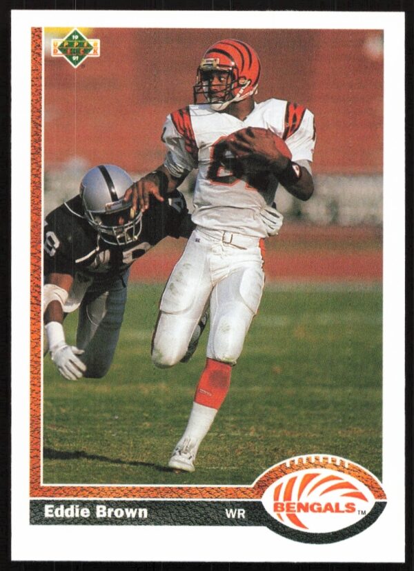 1991 Upper Deck Eddie Brown card #207, showcasing his action pose and team colors.