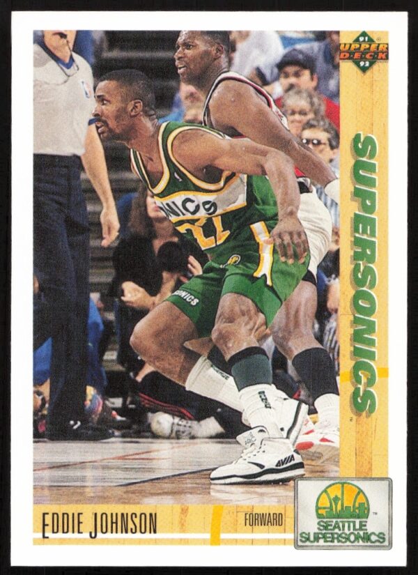 Eddie Johnson 1991 Upper Deck Card #371 showing basketball action.