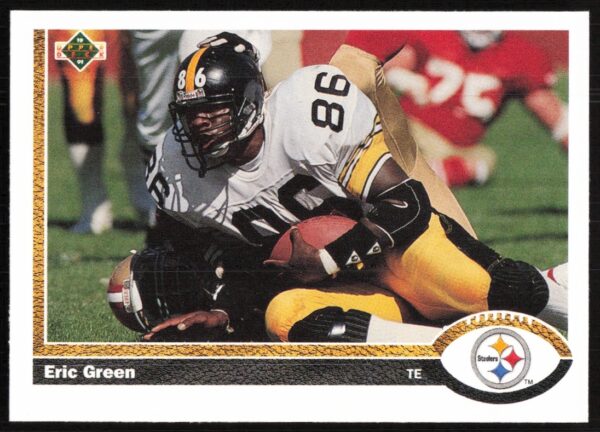 Eric Green 1991 Upper Deck football card #486 showcasing Steelers tight end in action.