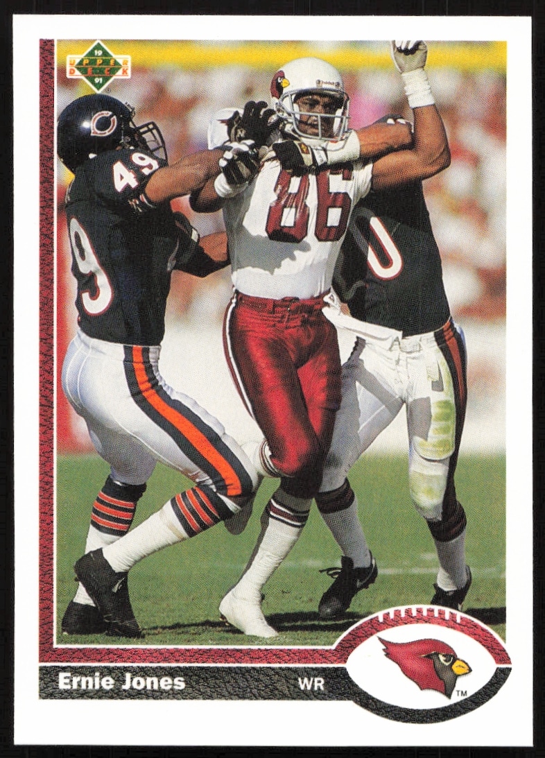 1991 Upper Deck Ernie Jones football card, #112, front view.