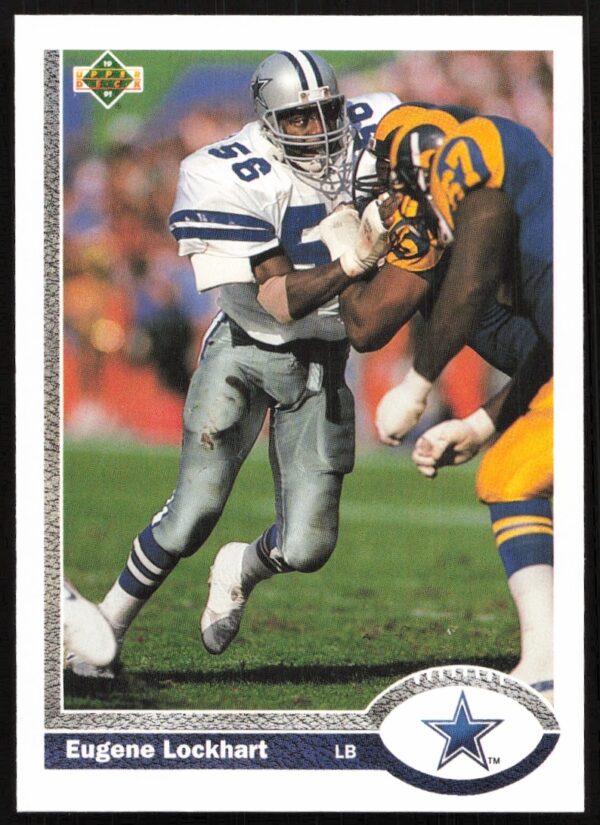 Eugene Lockhart 1991 Upper Deck Football Card #259 in Action Pose.