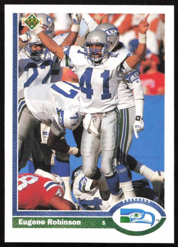 Eugene Robinson 1991 Upper Deck Card #120, Seattle Seahawks action shot, NFL football.