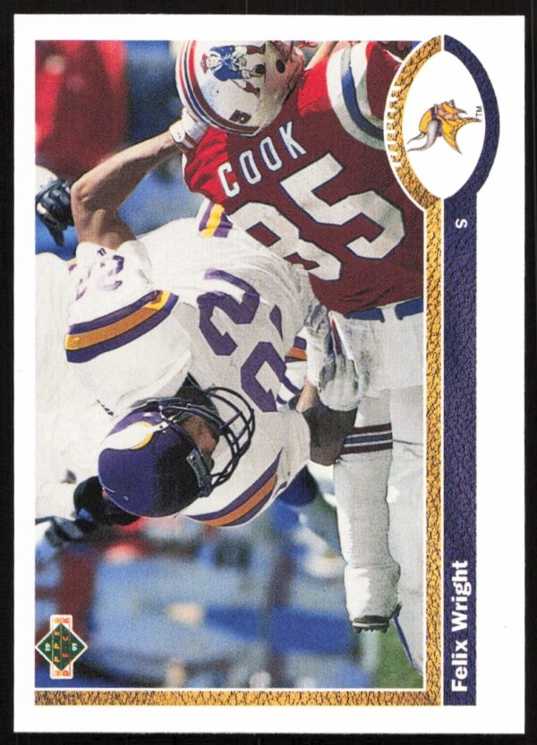 Felix Wright 1991 Upper Deck Card #663, Cleveland Browns Defensive Play.