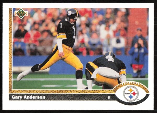 1991 Upper Deck Gary Anderson football card, #488, featuring a game-ready pose.