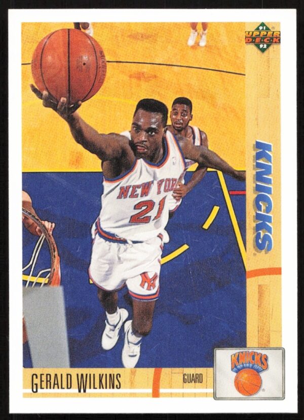 Gerald Wilkins 1991 Upper Deck Basketball Card #234 showcases dynamic action in Knicks uniform.